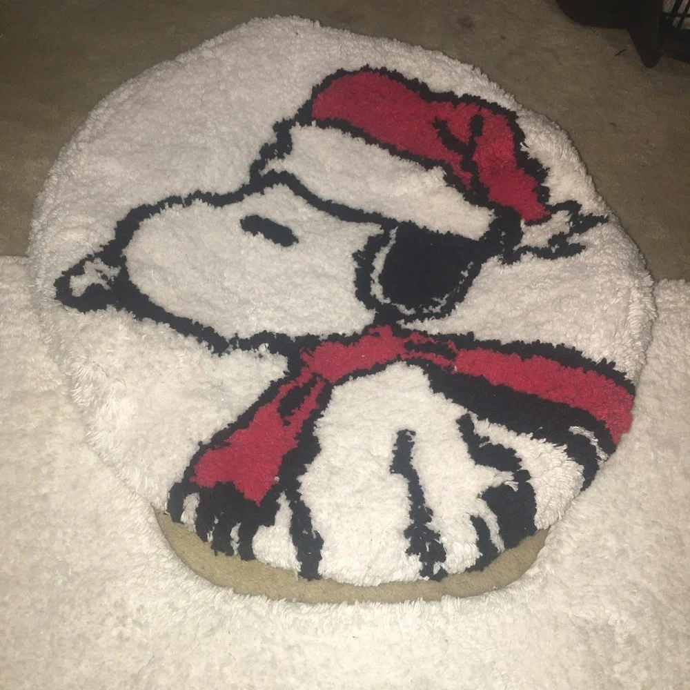 Snoopy Peanuts Christmas Bathroom Toilet Seat Cover And Rug‎